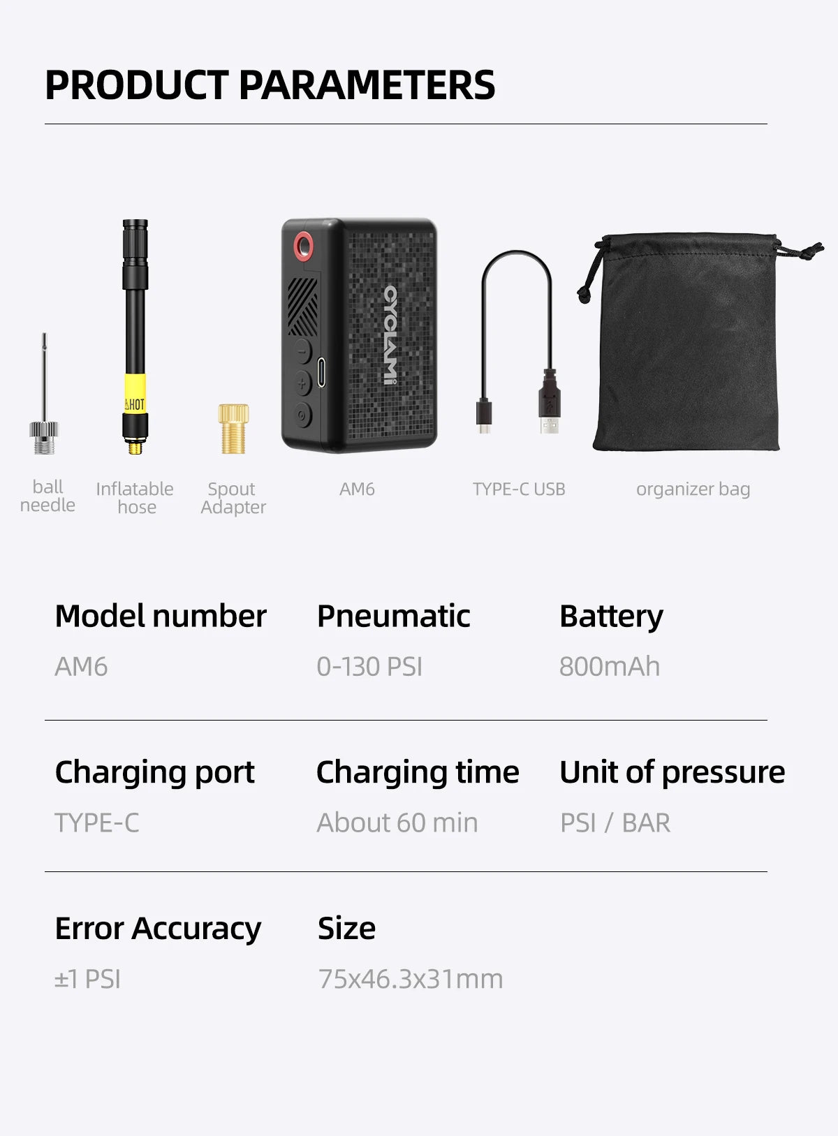 Ride Solutions AM6 Pro Electric Bike Pump