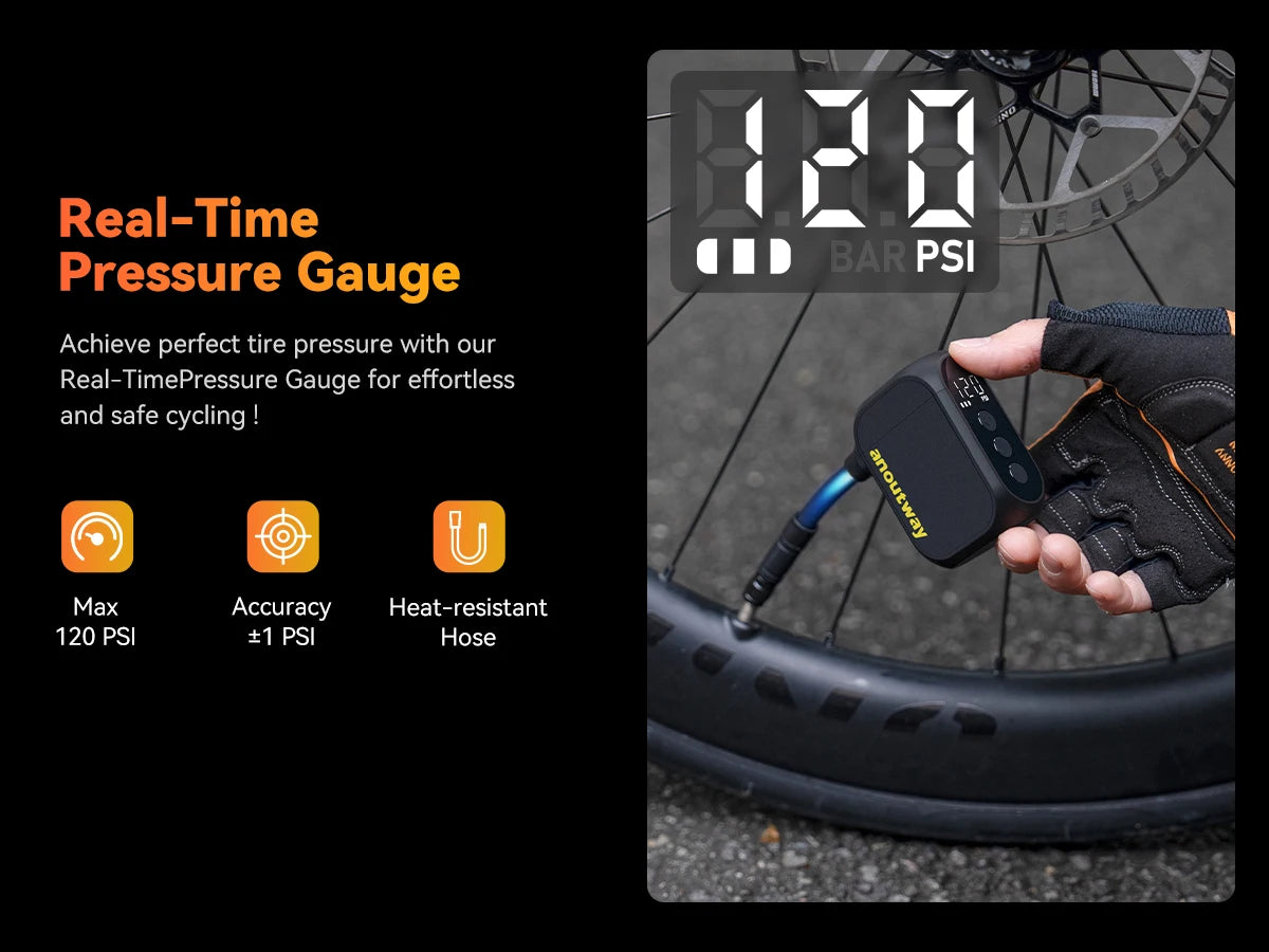 Ride Solutions AT1 Pro Mini Electric Bike Pump